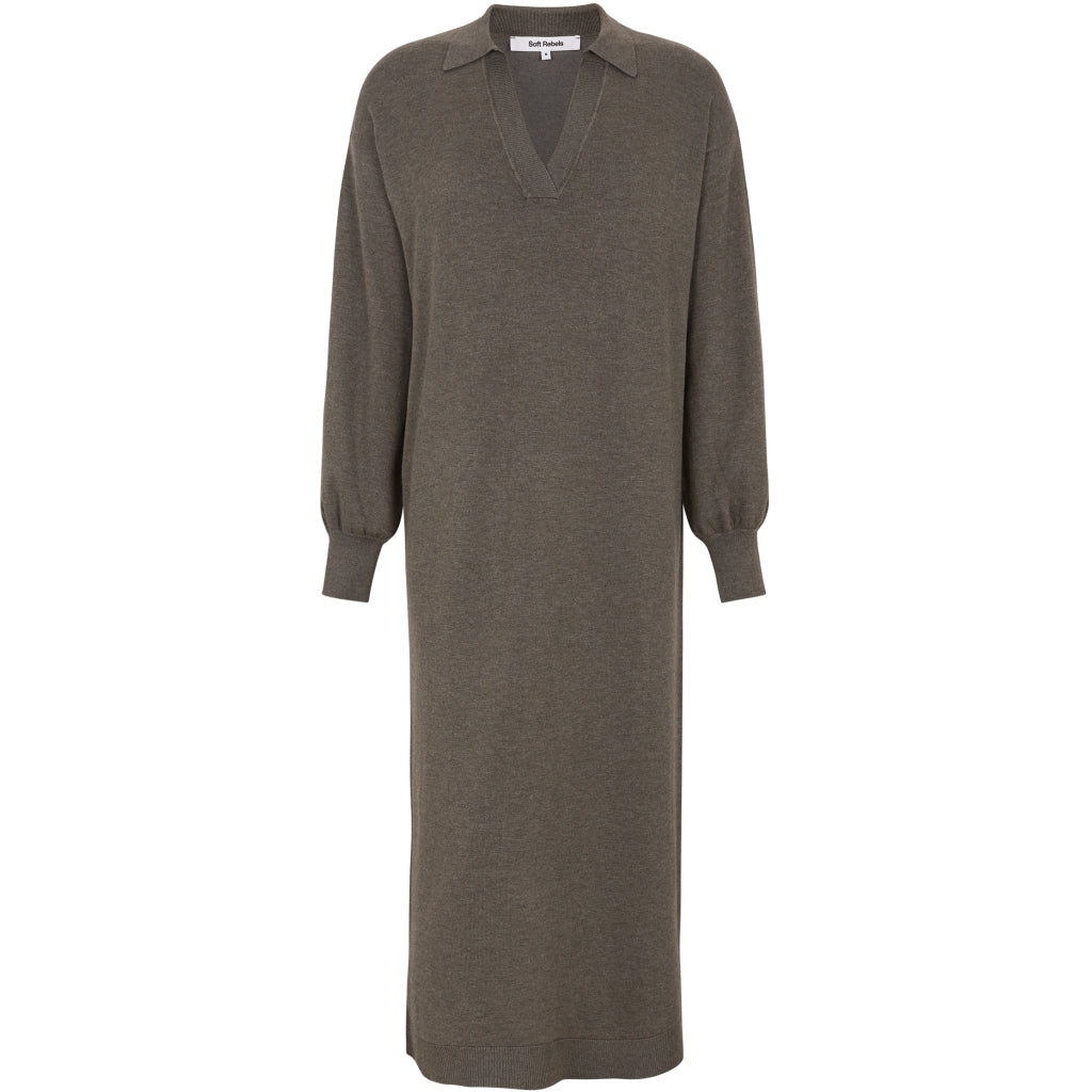 Klänning Lea polo midi, morel melange