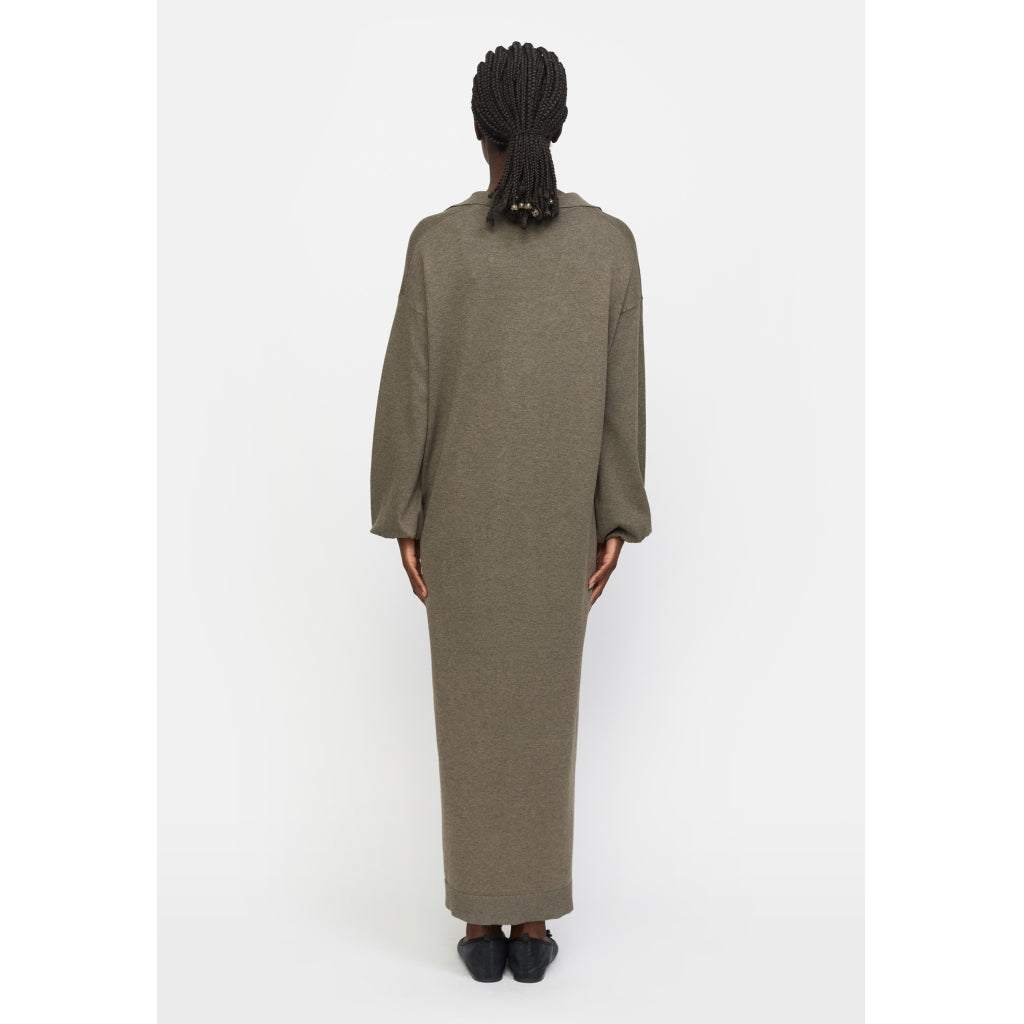 Klänning Lea polo midi, morel melange