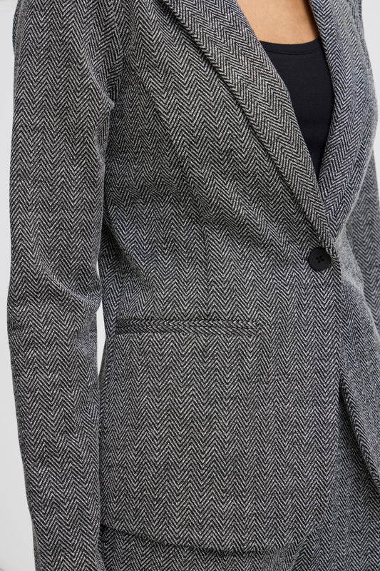 Kavaj Kate jacquard, black herringbone