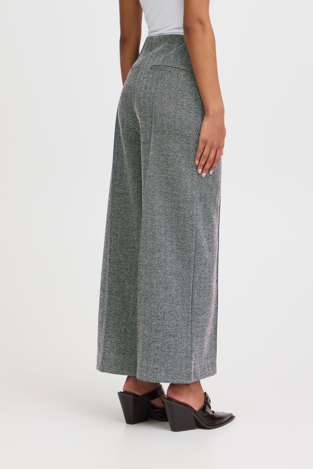 Byxa Kate jacquard, black herringbone