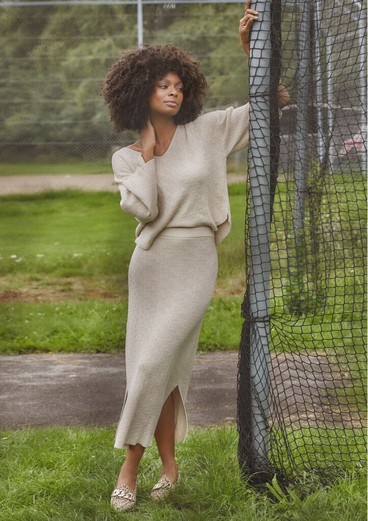 Kjol Dora knit, sand melange
