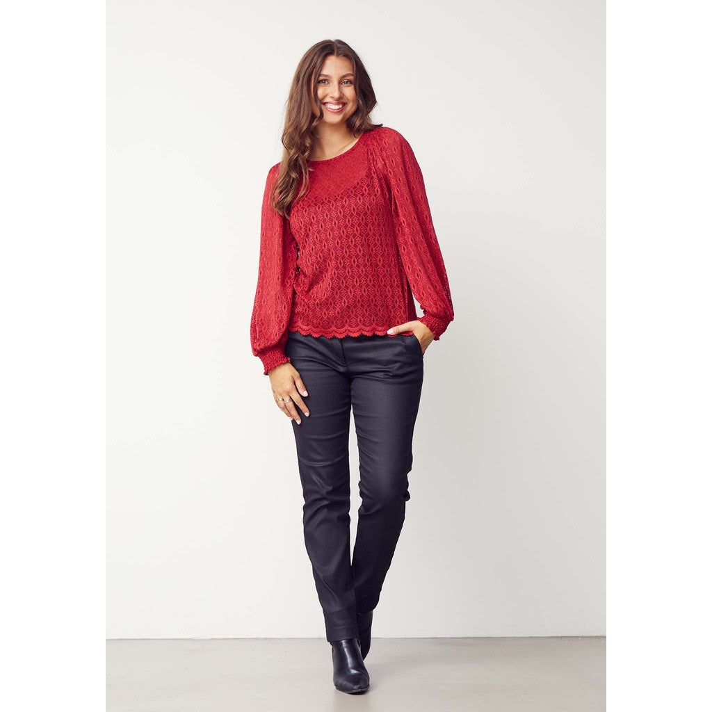 Blus Katty lace, warm red
