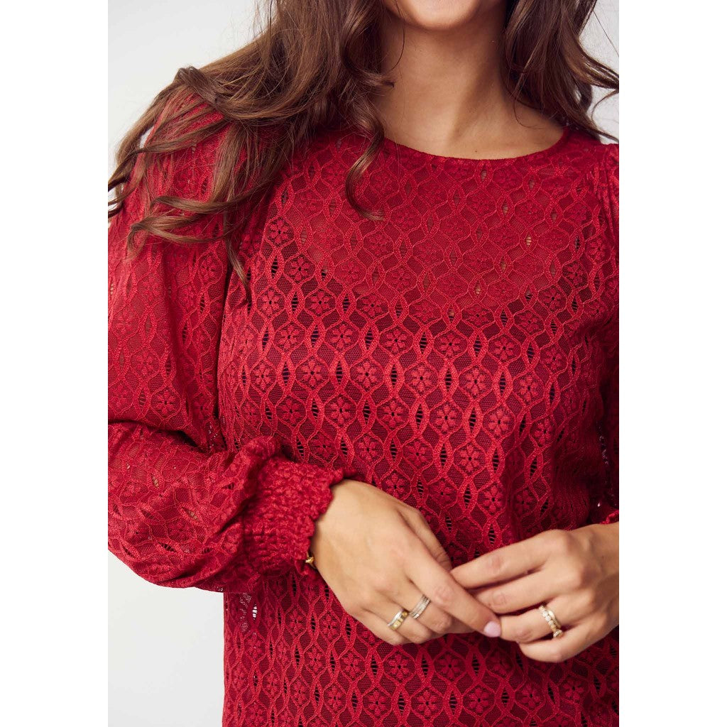 Blus Katty lace, warm red