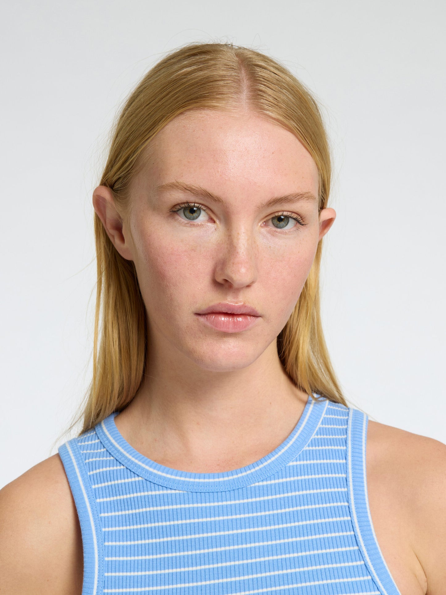 Tank top Anna o-neck striped, cornflower blue