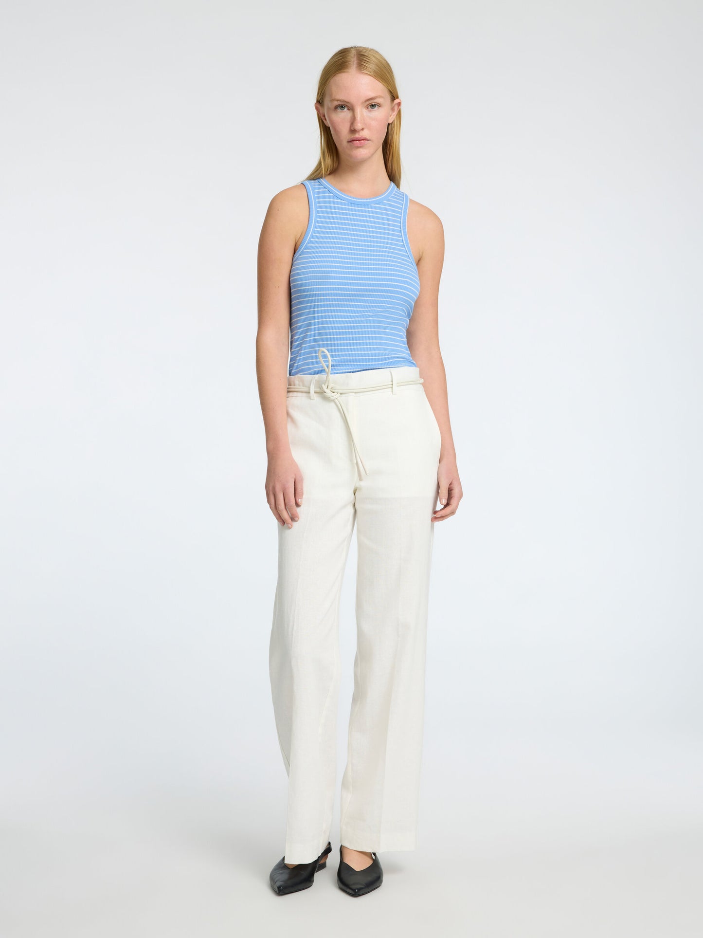 Tank top Anna o-neck striped, cornflower blue