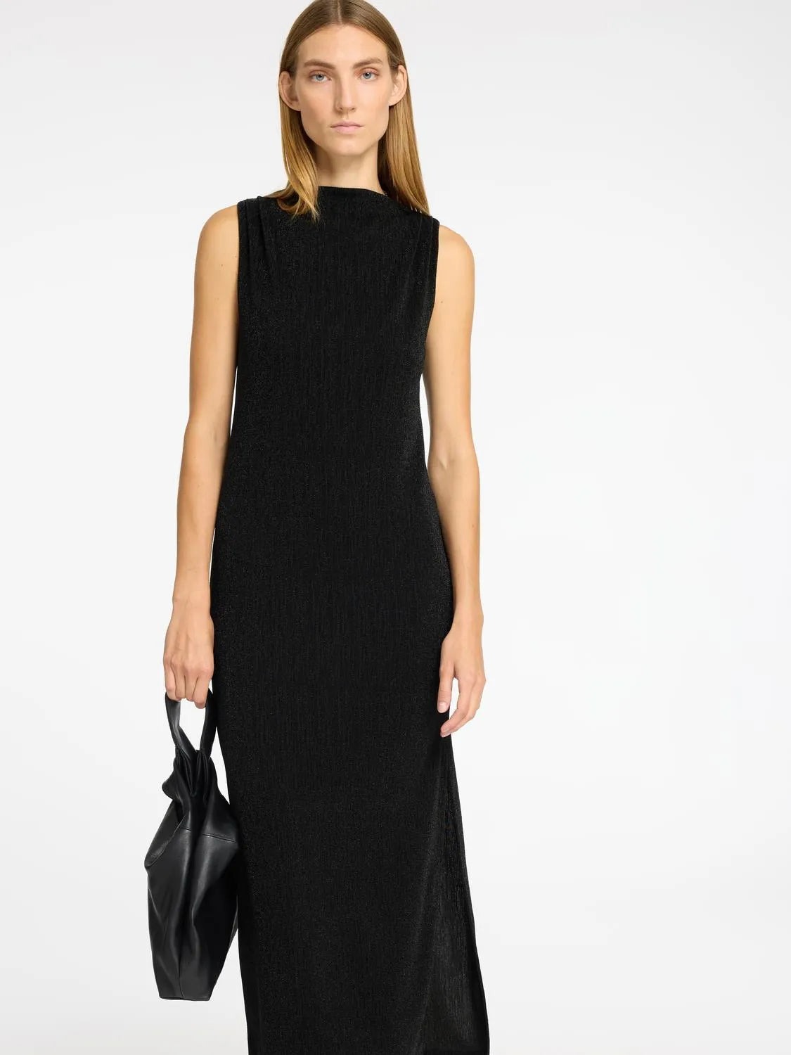 Klänning Anita twisted ankle, black lurex