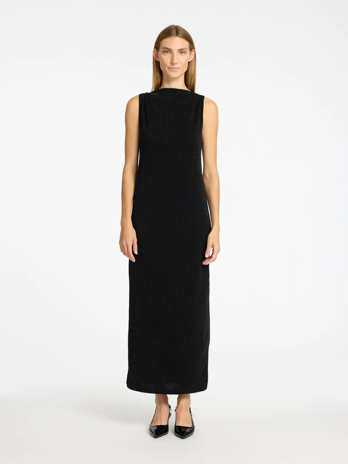 Klänning Anita twisted ankle, black lurex
