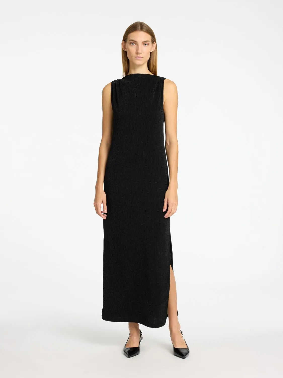Klänning Anita twisted ankle, black lurex