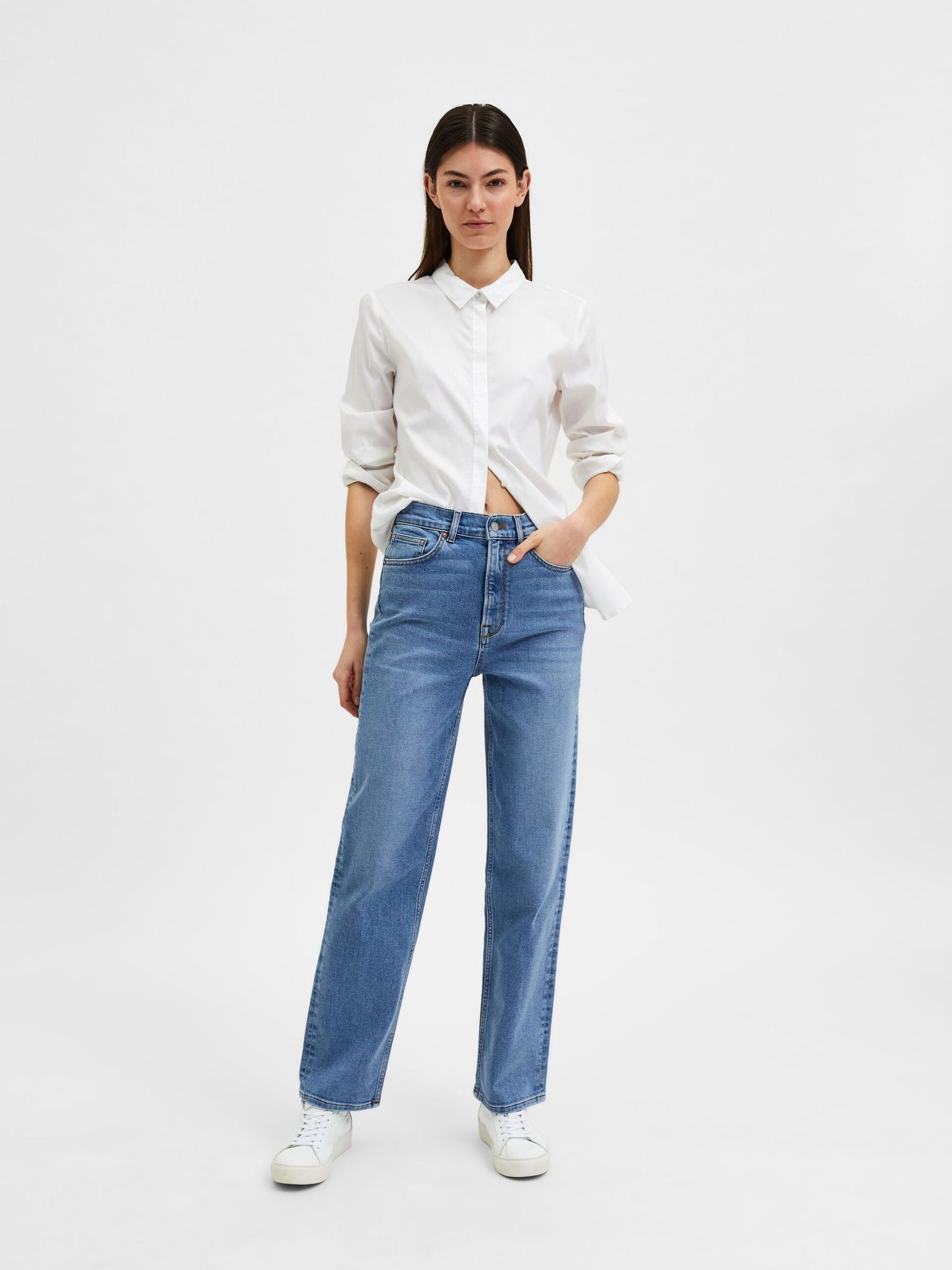 Jeans Marie HW straight, medium blue denim