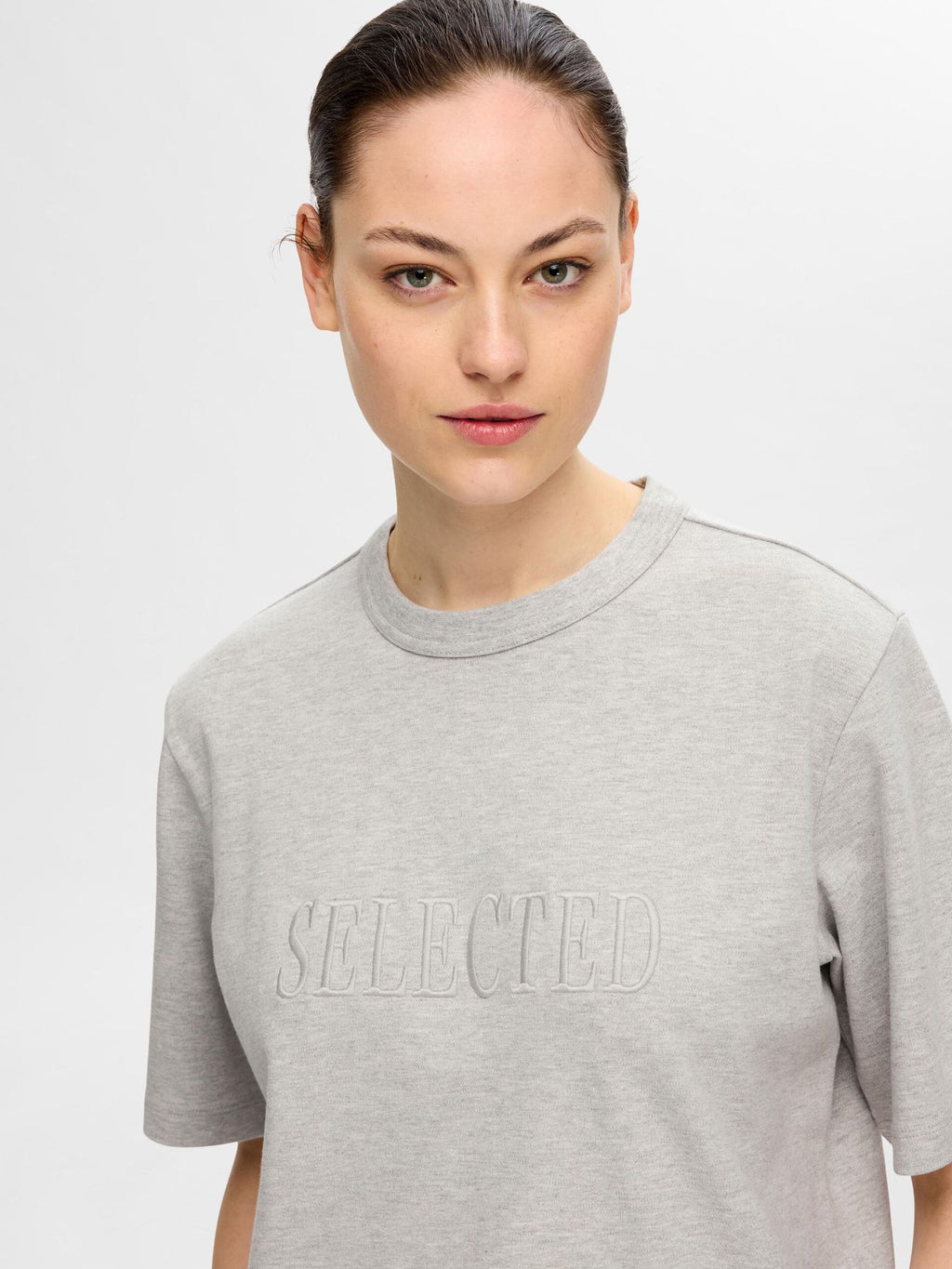 T-shirt Gry embroidery, light grey melange
