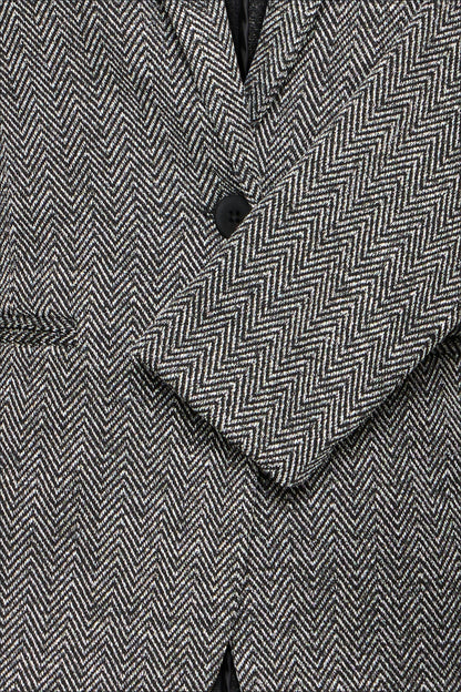 Kavaj Kate jacquard, black herringbone