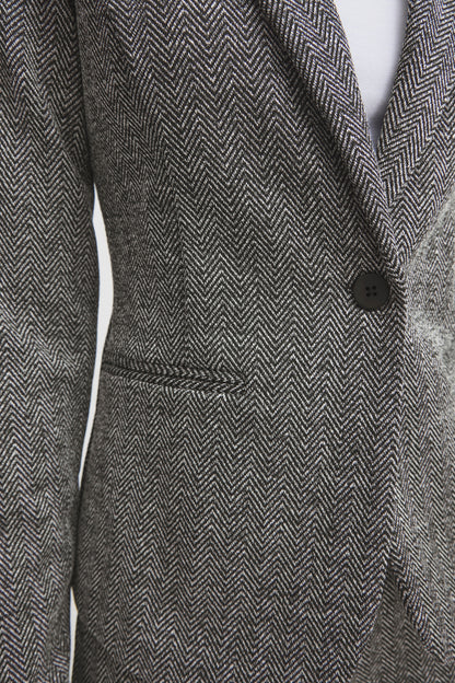 Kavaj Kate jacquard, black herringbone