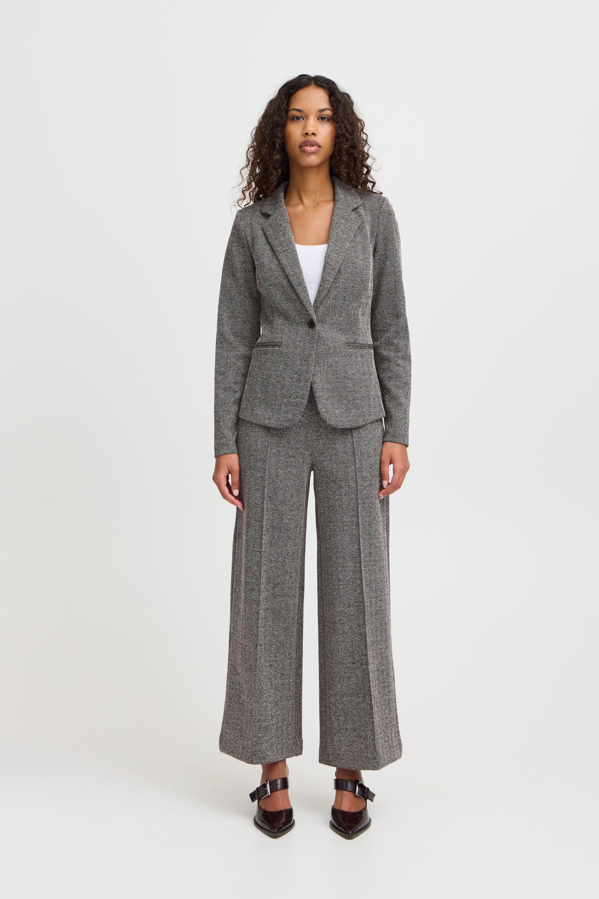 Kavaj Kate jacquard, black herringbone