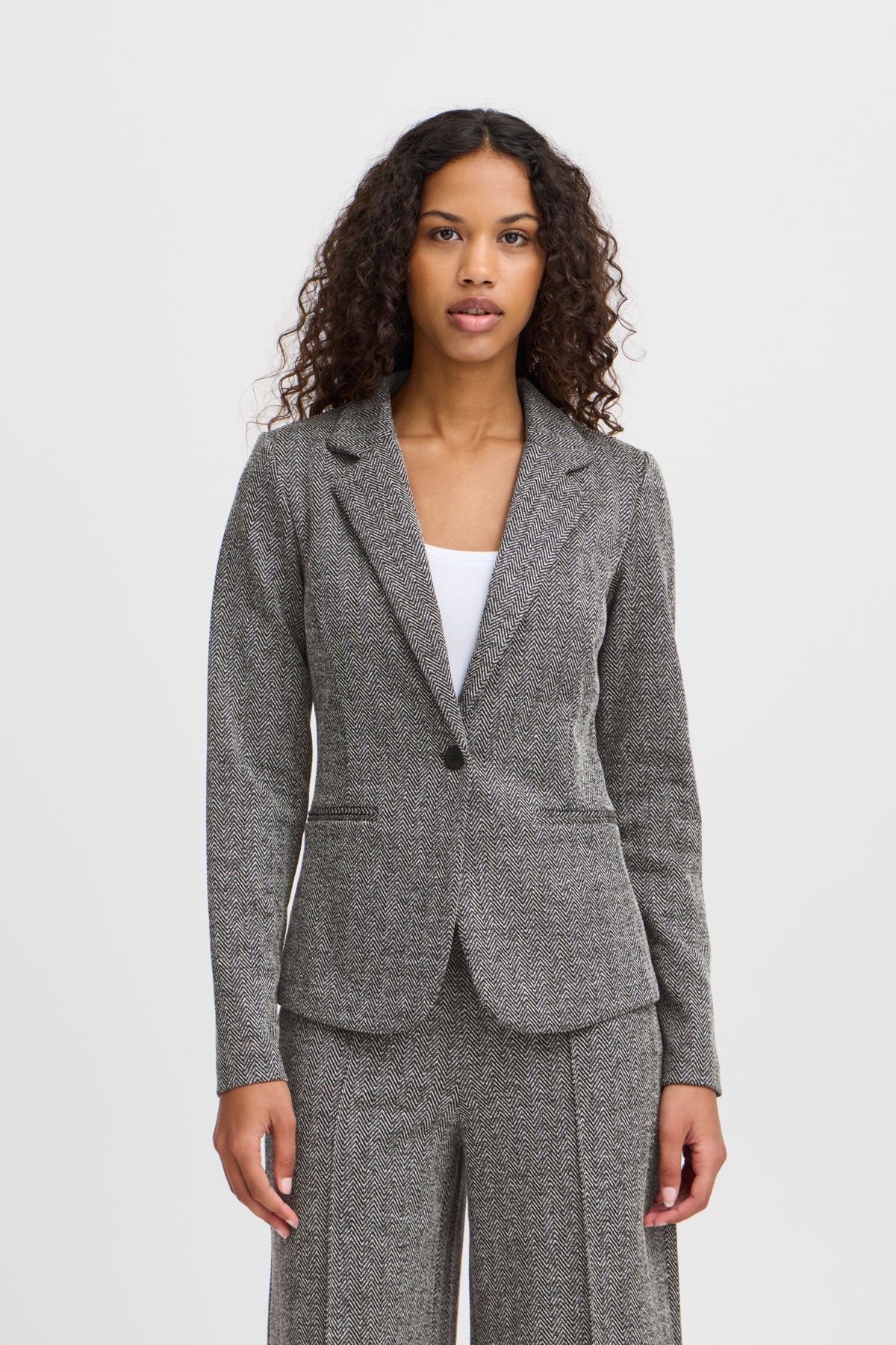 Kavaj Kate jacquard, black herringbone