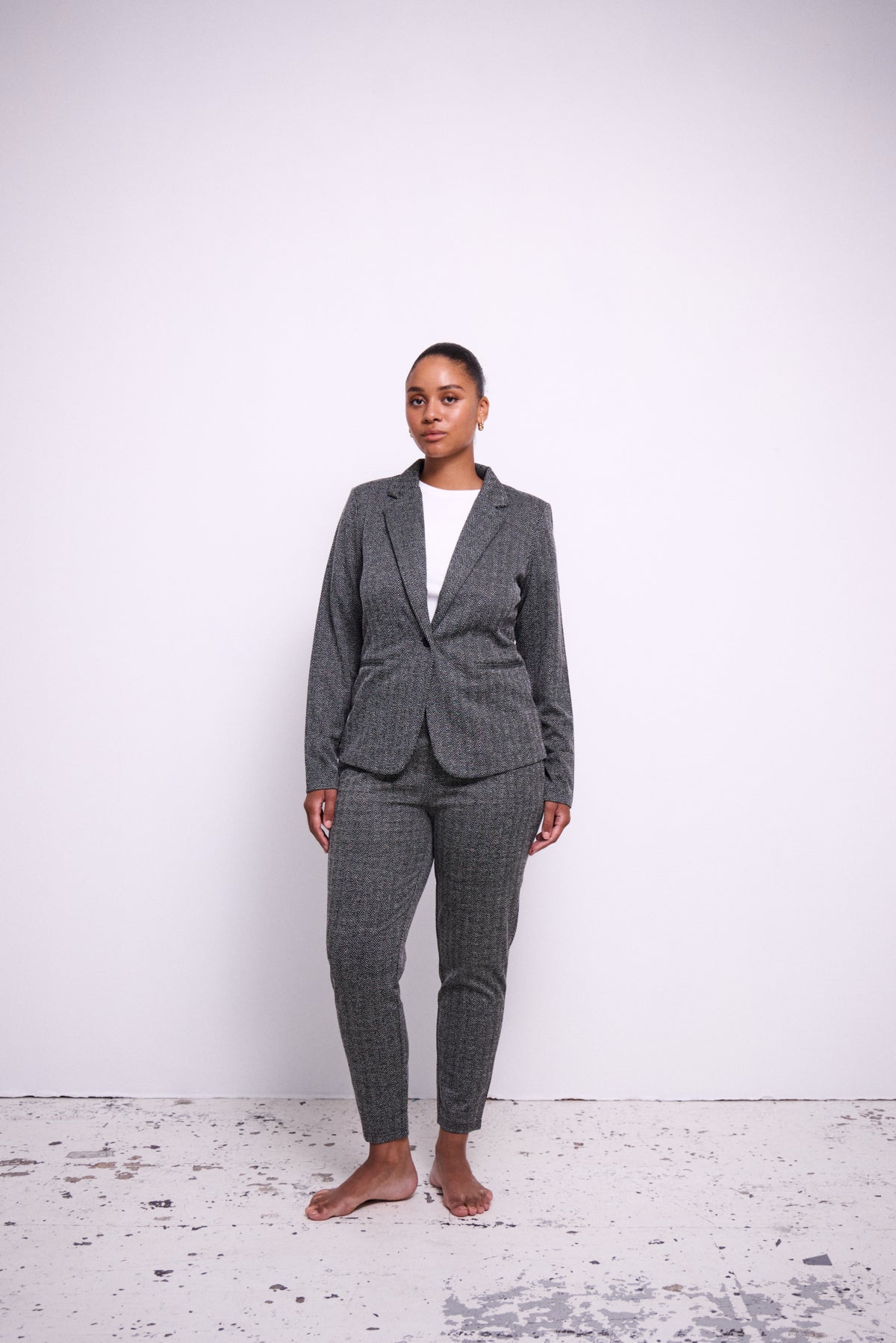 Kavaj Kate jacquard, black herringbone