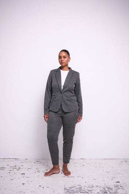 Kavaj Kate jacquard, black herringbone