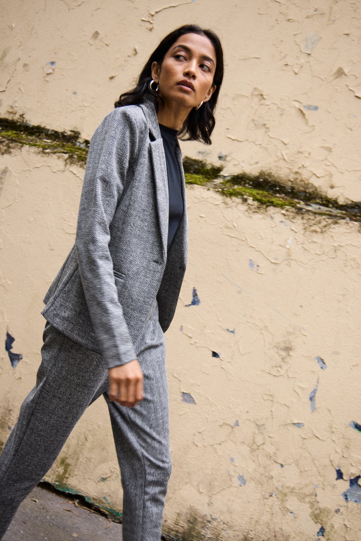 Kavaj Kate jacquard, black herringbone