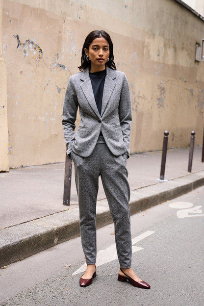 Kavaj Kate jacquard, black herringbone