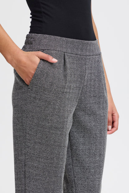 Byxa Kate jacquard, black herringbone