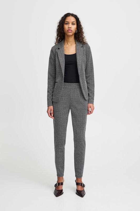 Byxa Kate jacquard, black herringbone