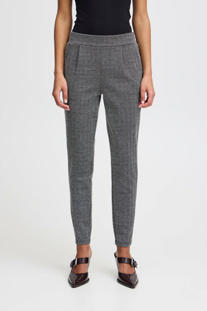 Byxa Kate jacquard, black herringbone