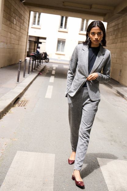 Kavaj Kate jacquard, black herringbone