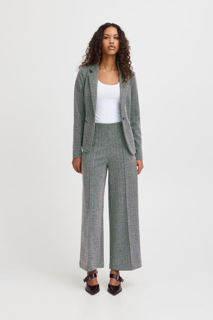Byxa Kate jacquard, black herringbone