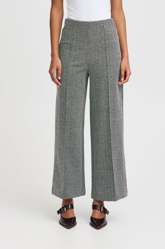 Byxa Kate jacquard, black herringbone