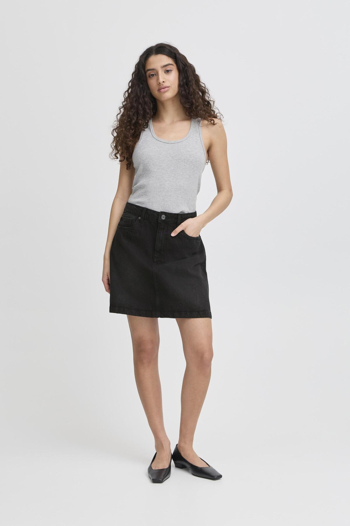 Jeanskjol Aveny, washed black