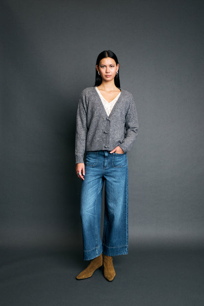 Cardigan Dasila, dark grey melange