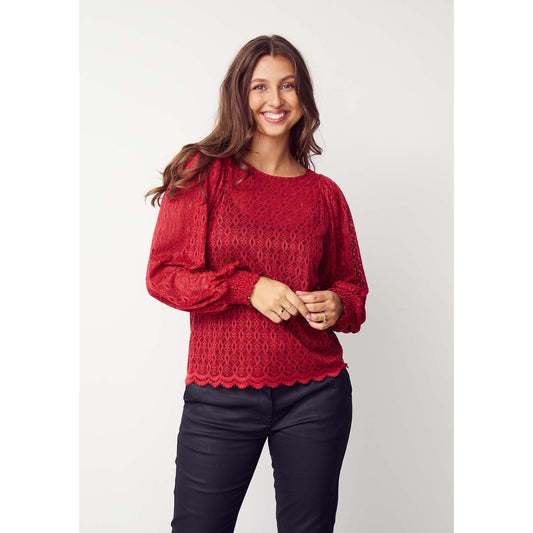 Blus Katty lace, warm red