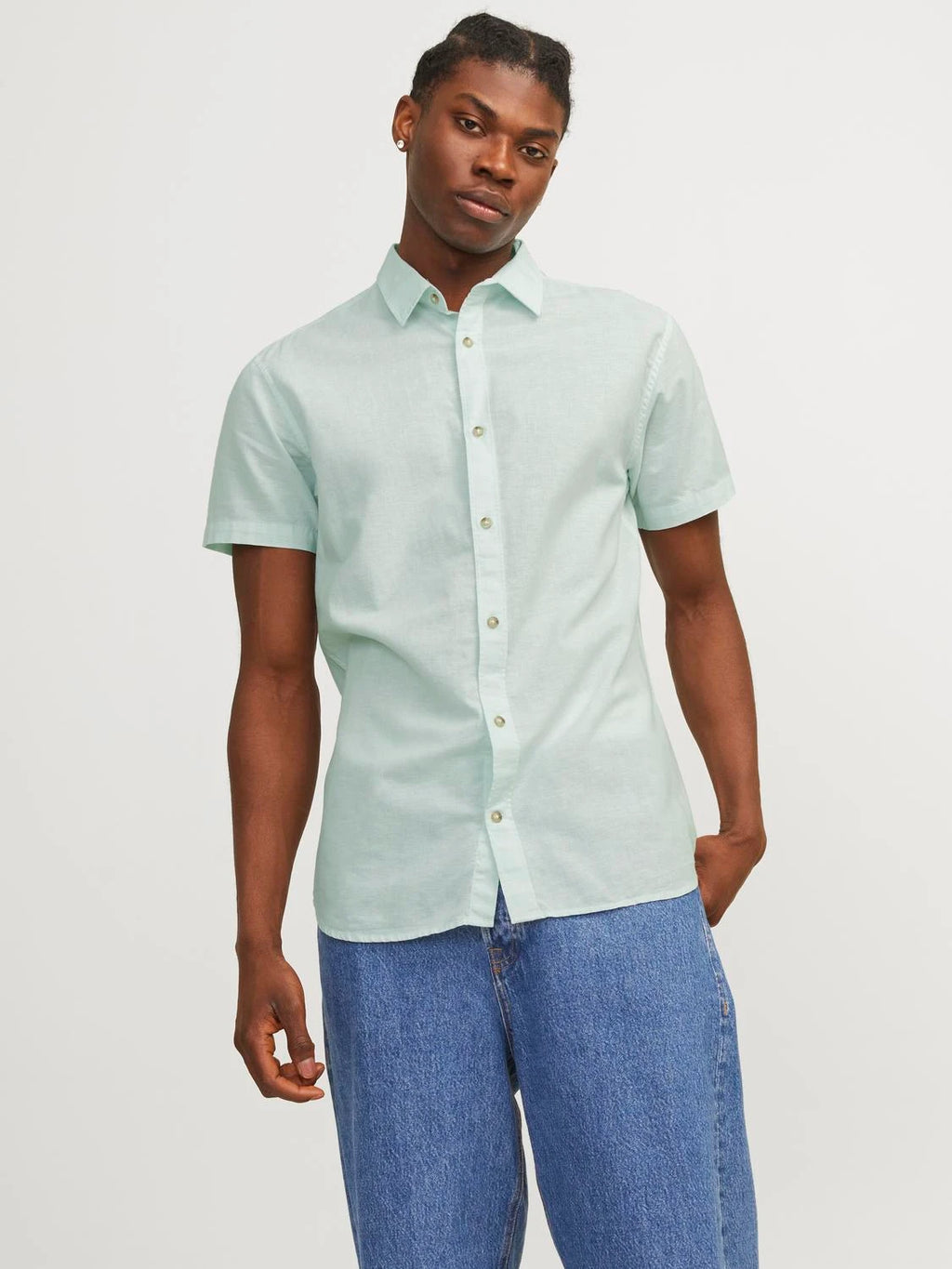 Summer linen shirt s/s, soothing sea