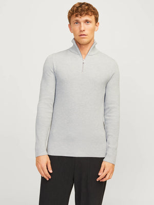 Tröja Perfect knit half zip, light grey mel