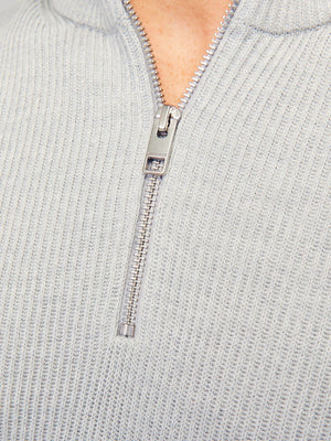 Tröja Perfect knit half zip, light grey mel