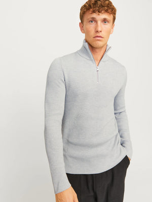 Tröja Perfect knit half zip, light grey mel