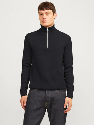 Tröja Perfect knit half zip, black