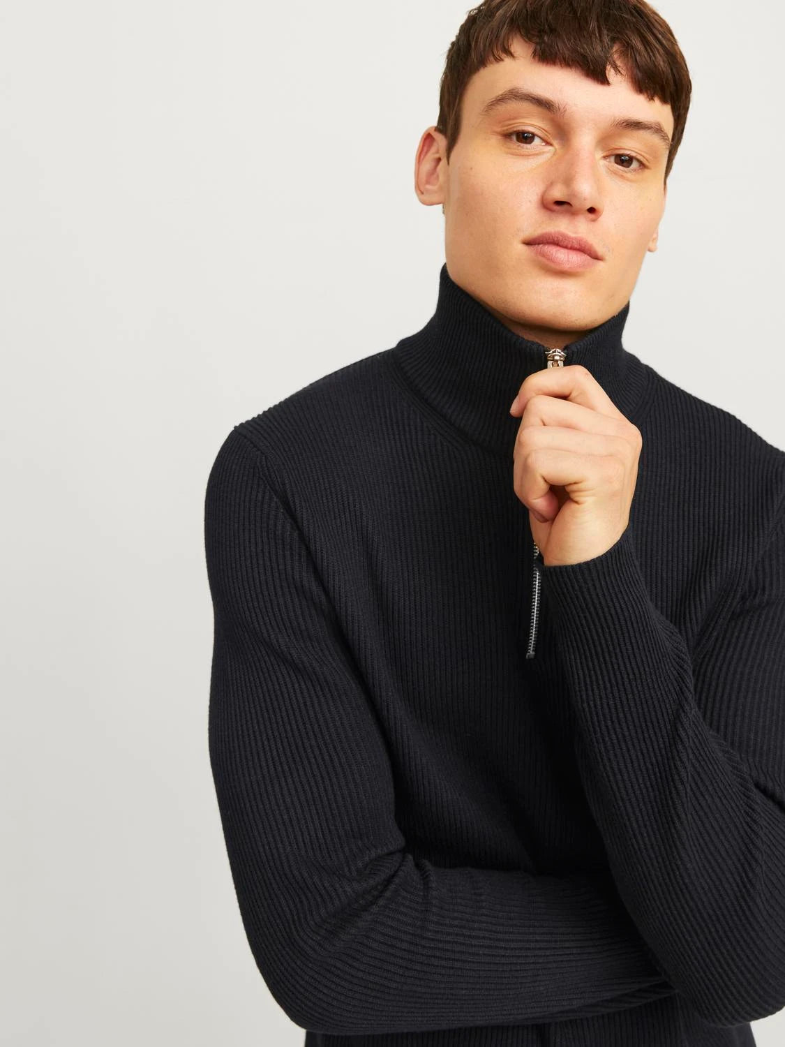 Tröja Perfect knit half zip, black