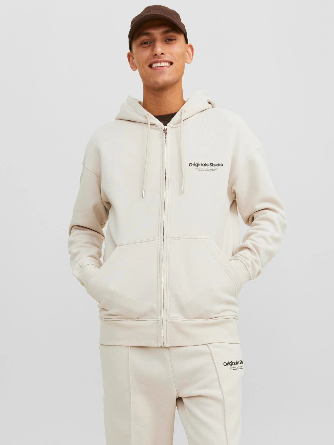 Sweat zip hood Vesterbro, moonbeam