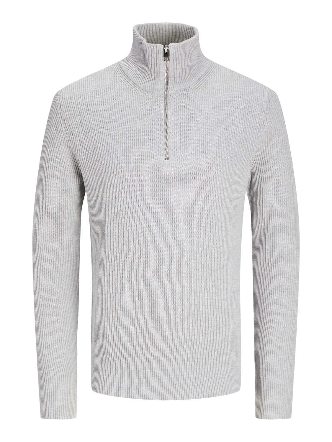 Tröja Perfect knit half zip, light grey mel