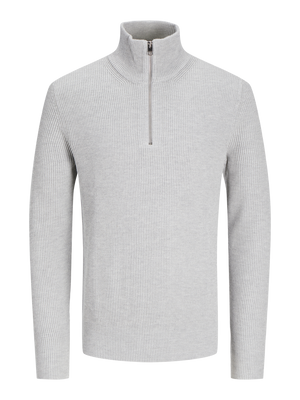 Tröja Perfect knit half zip, light grey mel