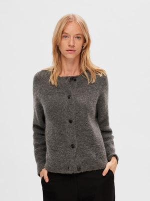 Cardigan Lulu short, medium grey melange