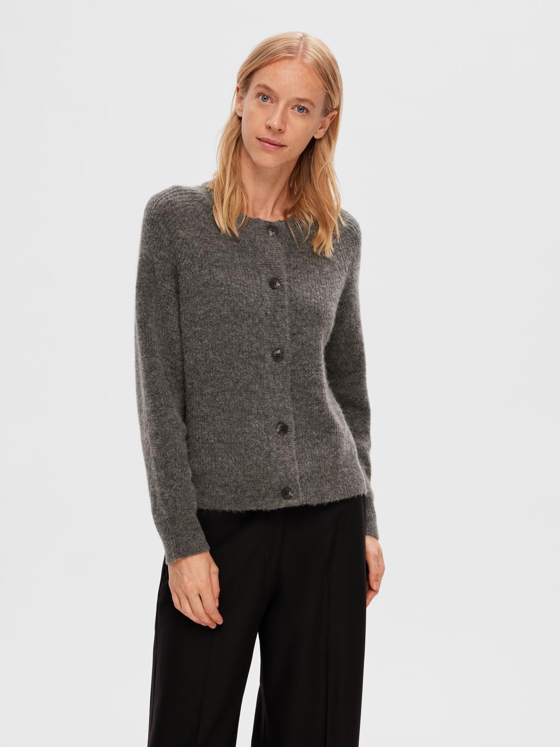 Cardigan Lulu short, medium grey melange