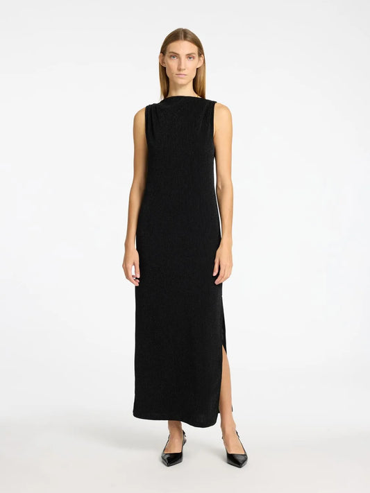 Klänning Anita twisted ankle, black lurex