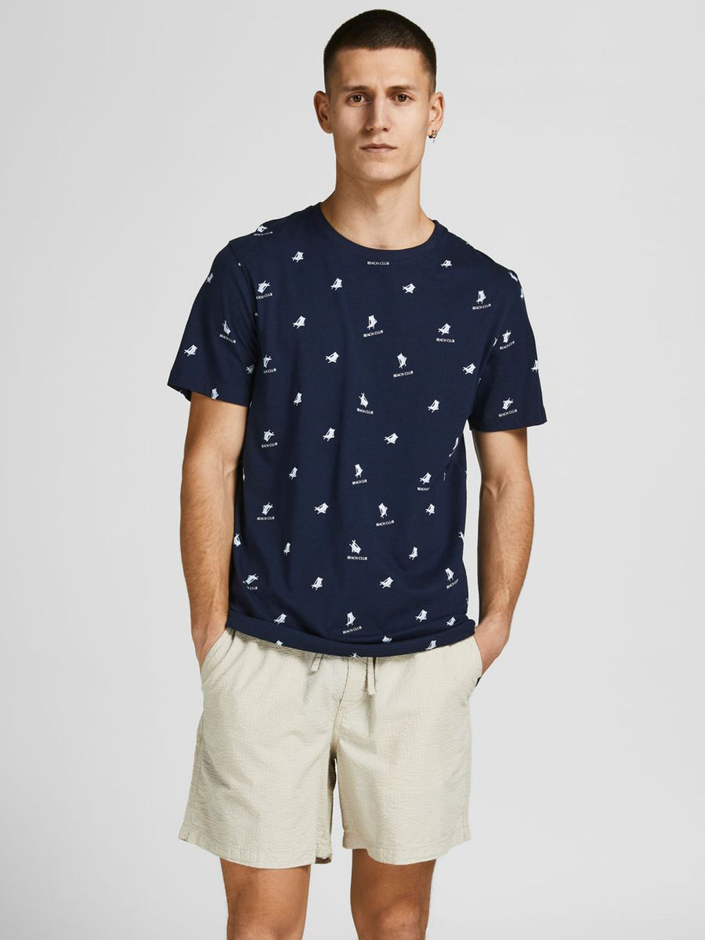 T-shirt Positano, navy blazer