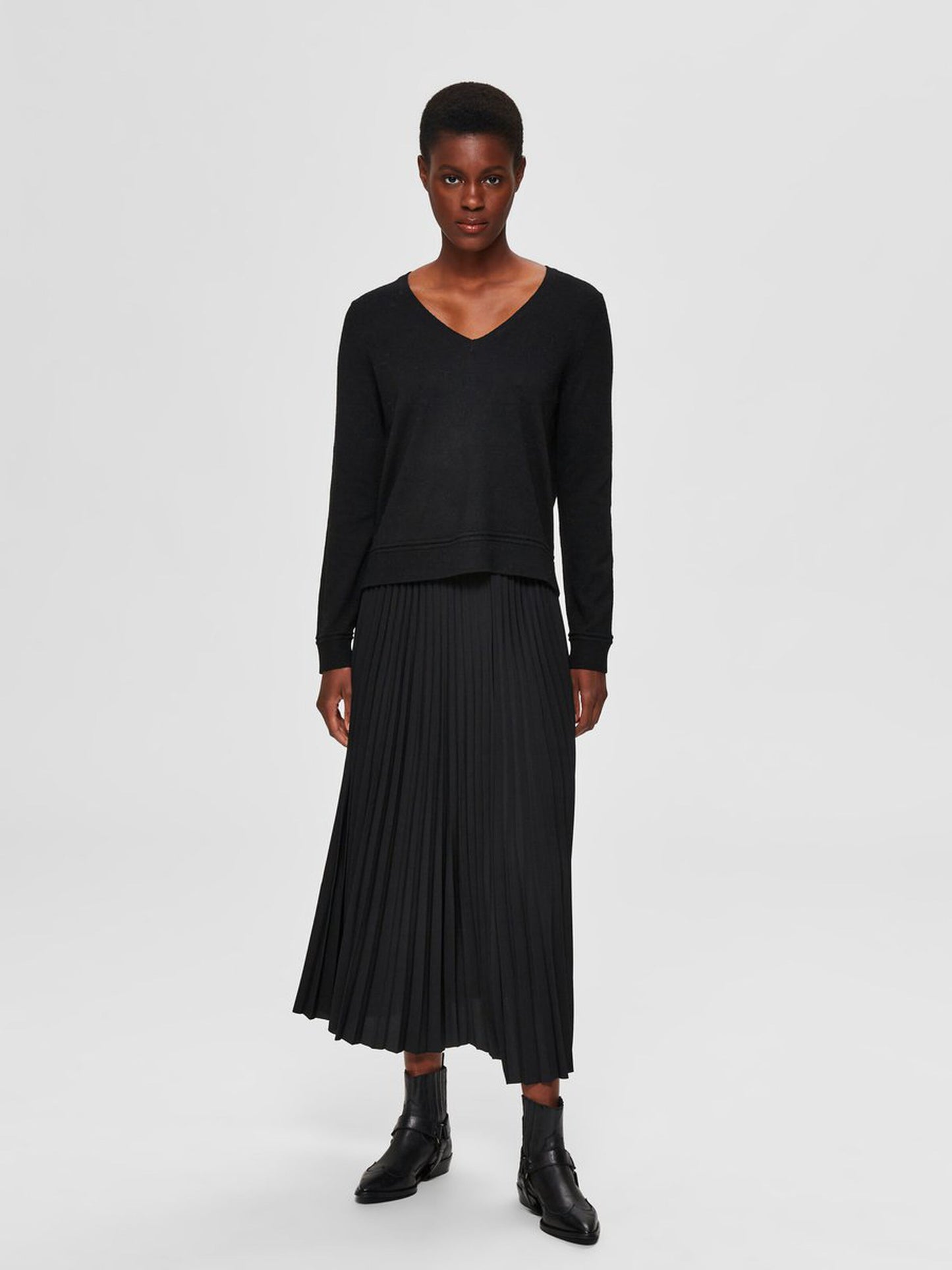 Plisserad kjol Alexis, black