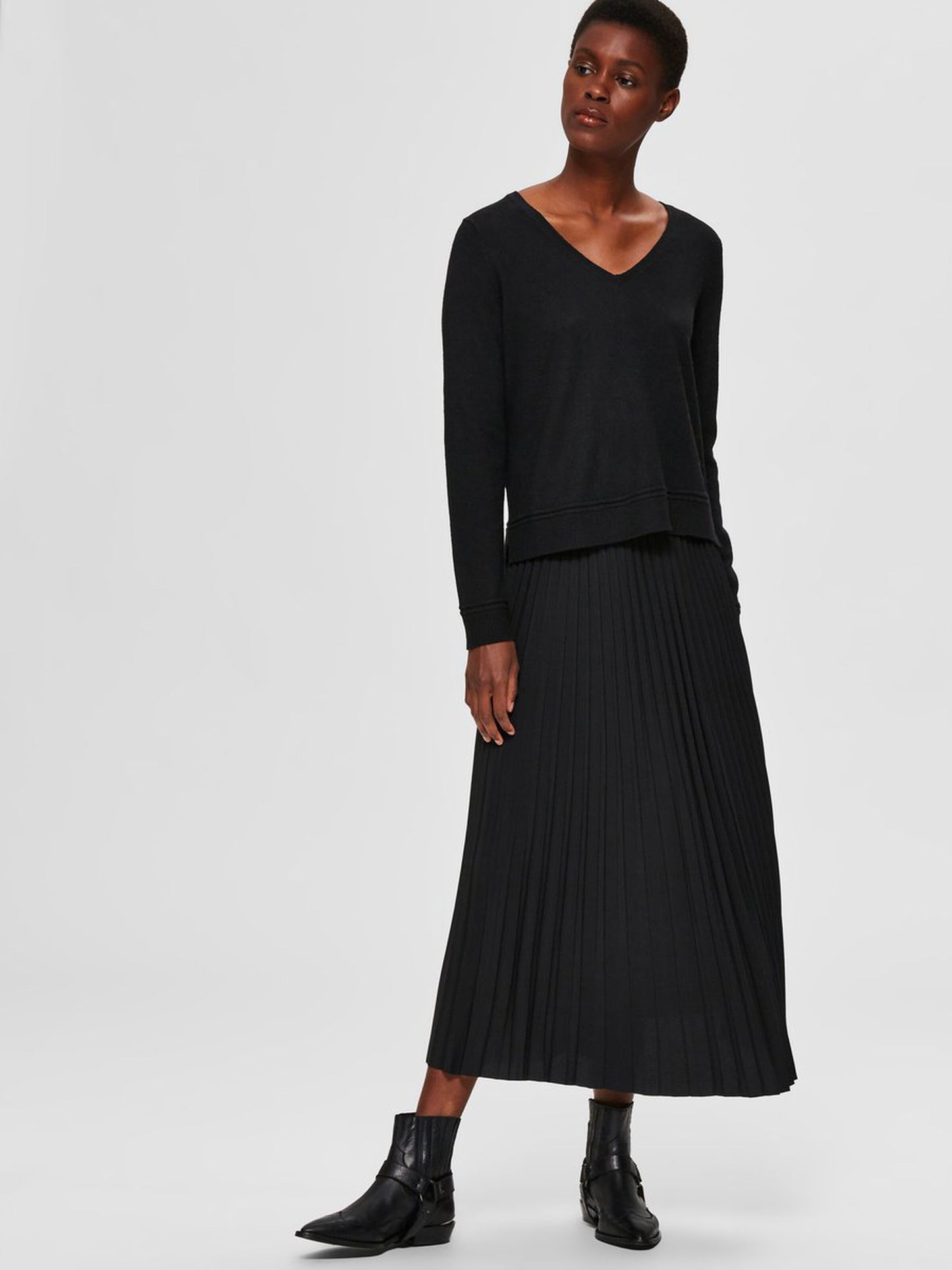 Plisserad kjol Alexis, black